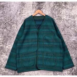 Pilgrim Surf Supply Jacket XL Mens Japanese Wool Woven Green Snap Front